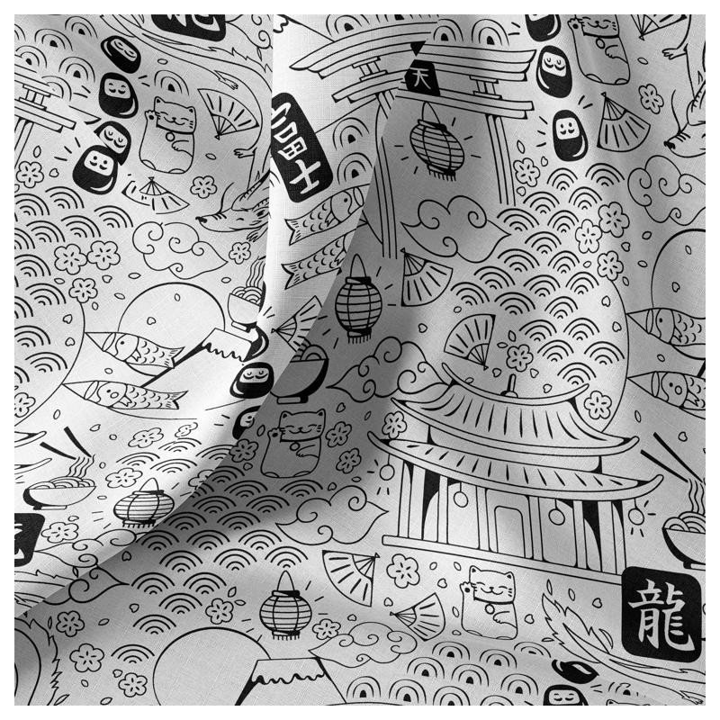 Printed Cotton DOMOSAN White / Black